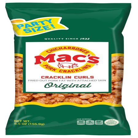 Mac S Original Pork Cracklin Curls 5 5oz PARTY SIZE Walmart