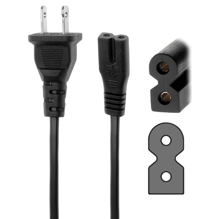12 Ft 2-Prong Polarized Power Cord Cable for Arris Router Modem; Vizio, Sharp (Best Splitter For Cable Modem And Tv)