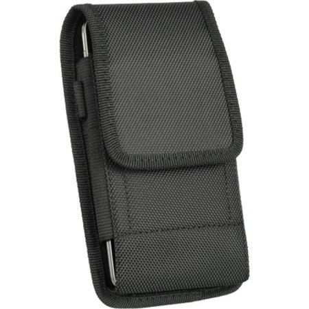 MUNDAZE Black Vertical Canvas Belt Clip Pouch Carrying Case for Apple iPhone 6 6s 7 8 Plus XS