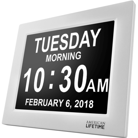 [Newest Version] American Lifetime Day Clock - Extra Large Impaired Vision Digital Clock with Battery Backup & 5 Alarm Options -