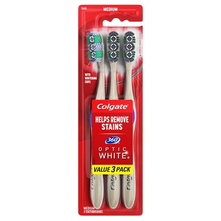 Colgate 360 Optic White Whitening Toothbrush, Medium - 3