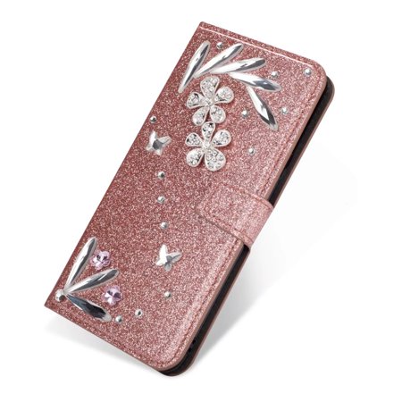 - For Samsung Galaxy S9 Plus Diamond Feather Glitter Leather Magnetic Flip Wallet Case Cover, Rose Gold