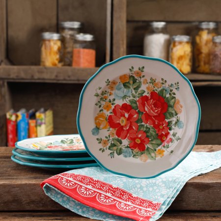 The Pioneer Woman Vintage Floral 8.5" Salad Plate Set, Set of 4