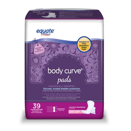 incontinence equate maximum pads count regular options