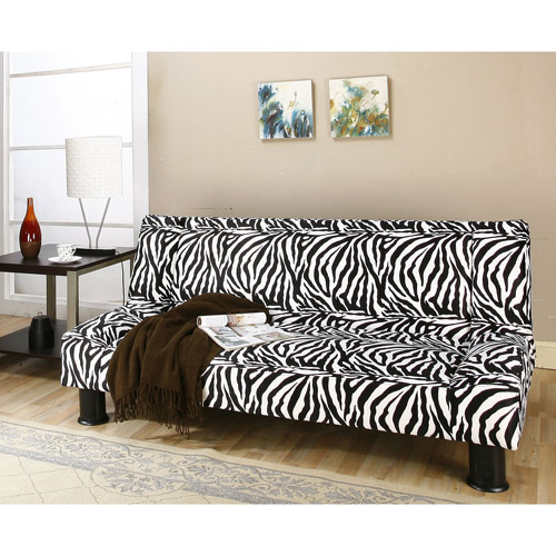 Primo Maple Convertible Futon Sofa Bed, Zebra Safari