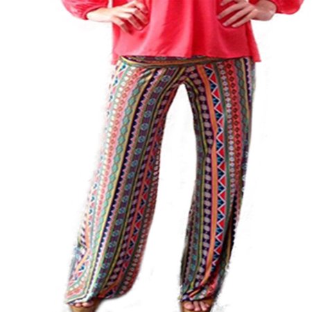 - Women Floral Loose Boho Harem Wide Leg Pants Palazzo Yoga Trousers Casual