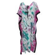 Mogul Women's Long Kaftan Dress Colorful Printed Caftan House Dress