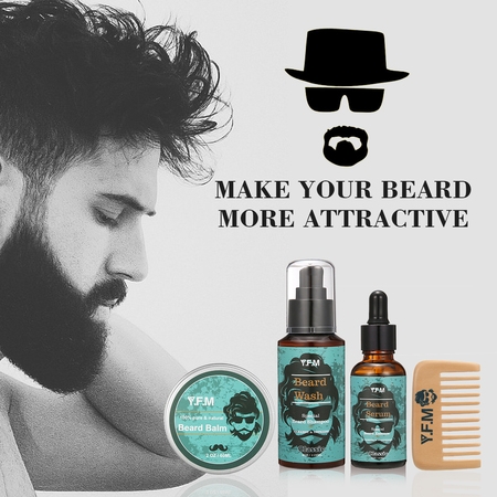 Beard Care, Beard Care Kit, Great for Dry or Wet Beards, Beard Kit Includes: Beard Shampoo+Beard Oil+Beard Balm+Beard Comb, Beard Gift Set for Men-Dad's Best