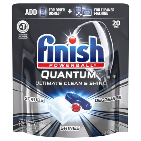 - Finish Quantum 20ct, Dishwasher Detergent Tabs, Ultimate Clean & Shine