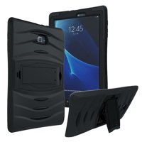 Galaxy Tab E 9.6 Case Cover by KIQ Shockproof Heavy Duty Armor Kickstand Screen Protector [SM-T560, SM-T561, SM-T560NU, SM-T560NZ] (Black)