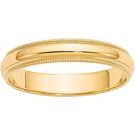 10KY 4mm Milgrain Half Round Band Size 7 (Best Gold Ring For Man)