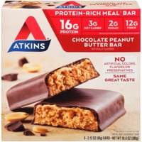 Atkins Chocolate Peanut Butter Bar, 2.1oz, 5-pack (Meal Replacement)
