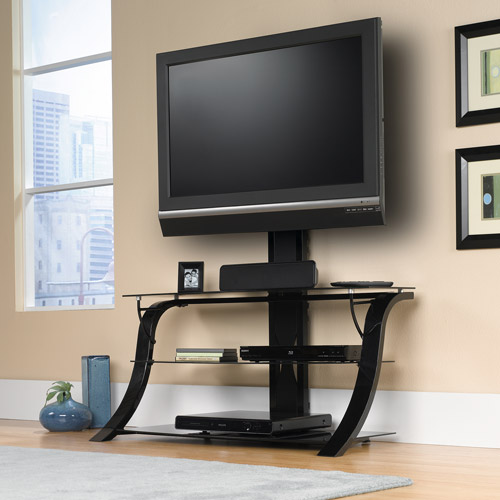 Sauder Studio Black Edge Panel TV Stand with Mount for TVs up to 50''