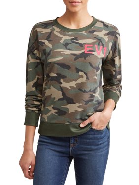Camo Printed Crewneck Sweatshirt Women's