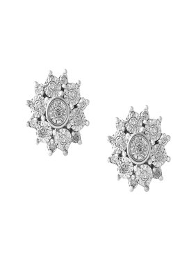 Sterling Silver 1/6 CTTW Diamond Cluster Earring