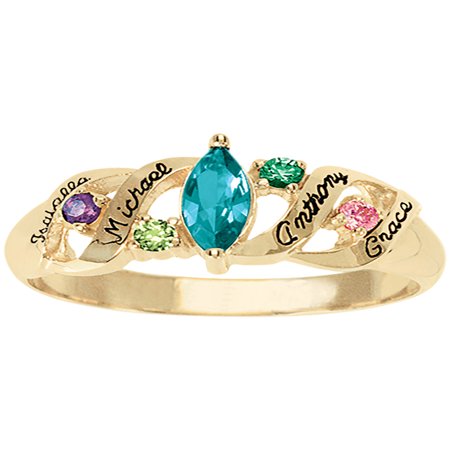 Birthstone Bar Ring Personalized Jewelry - Personalized Family Jewelry Ava Birthstone Mother's Ring available in Sterling Silver, Gold and White Gold