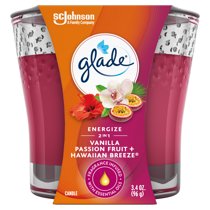 Glade 2in1 Jar Candle Air Freshener, Hawaiian Breeze & Vanilla Passion Fruit, 3.4 oz