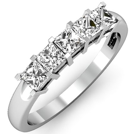 - Dazzlingrock Collection 0.75 Carat (ctw) 18K Princess Diamond 5 Stone Bridal Wedding Ring 3/4 CT, White Gold, Size 9