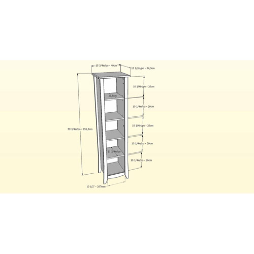 Vice Versa 5-Shelf Bookcase, White