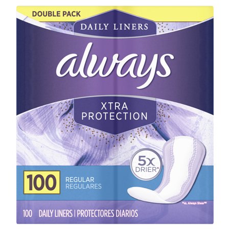 Always Xtra Protection Daily Liners, Regular, 100