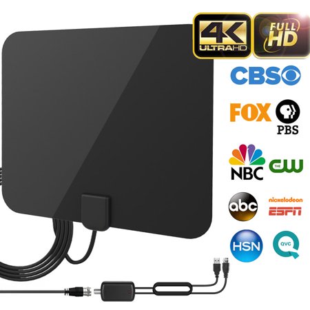 2019 Best 120 Miles Long Range TV Antenna Freeview Local Channels Indoor HDTV Digital Clear Television HDMI Antenna for 4K VHF UHF with Ampliflier Signal Booster Strongest Reception 13ft Coax (Best Non Cable Tv Options)