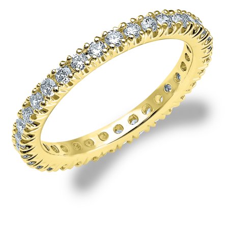 Eternity Anniversary Wedding Ring 3/4 CT Diamond Eternity Wedding Band in Yellow Gold, 0.75 CT Round Diamond Anniversary Ring ()