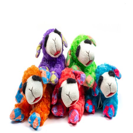 Multipet Plush Lamb Chop Dog Toy with Squeaker Assorted NEON Colors