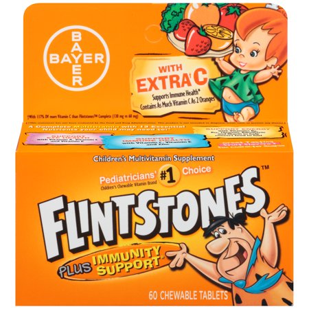 Flintstones Children's Chewable Multivitamin plus Immunity Support*, Childrenâs Multivitamin Supplement with Vitamins C, D, E, B6, and B12, 60