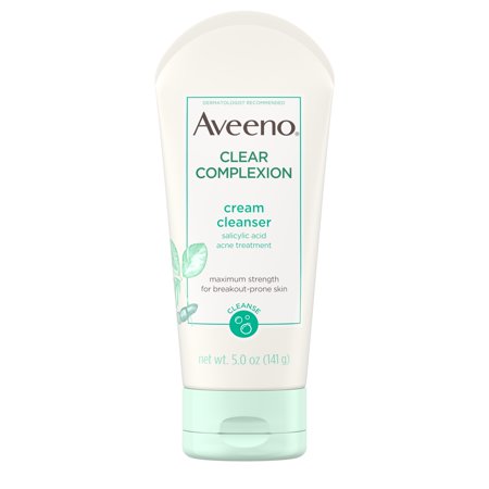 Aveeno Clear Complexion Cream Cleanser with Salicylic Acid, 5 fl. (Best Face Cleanser For Rosacea)