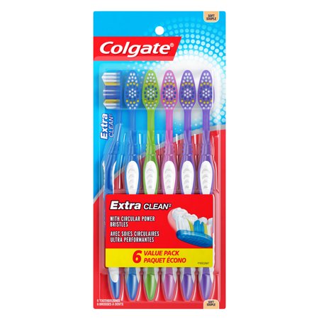 - Colgate Extra Clean Full Head Toothbrush, Soft - 6 Count