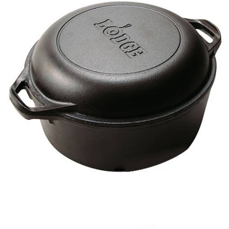 Cast Iron Service Sink - Lodge 5 Quart Double Dutch Oven Seasoned Cast Iron, L8DD3