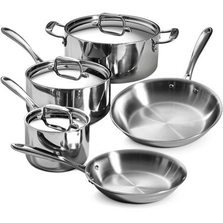 Tramontina Stainless Steel Tri-Ply Clad Cookware Set, 8 (The Best Stainless Steel Pots And Pans)