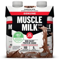 (3 pack) Muscle Milk Genuine Non-Dairy Protein Shake, Chocolate, 25g Protein, Ready to Drink, 11 Fl Oz, 12 Ct