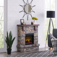 Bold Flame 40 inch Faux Stone Electric Fireplace in Brown