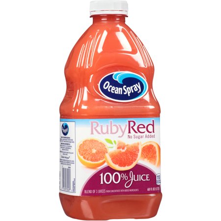 (2 Pack) Ocean Spray 100% Juice, Ruby Red Grapefruit, 60 Fl Oz, 1