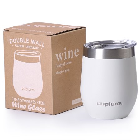 - Cupture Stemless Wine Glasses 12 oz Vacuum Insulated Tumbler with Lids - 18/8 Stainless Steel (Winter White)