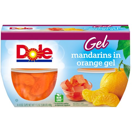 Hill Fruit - (3 Pack) Dole Fruit Bowls, Mandarins in Orange Gel, 4.3 Ounce (4 Cups)