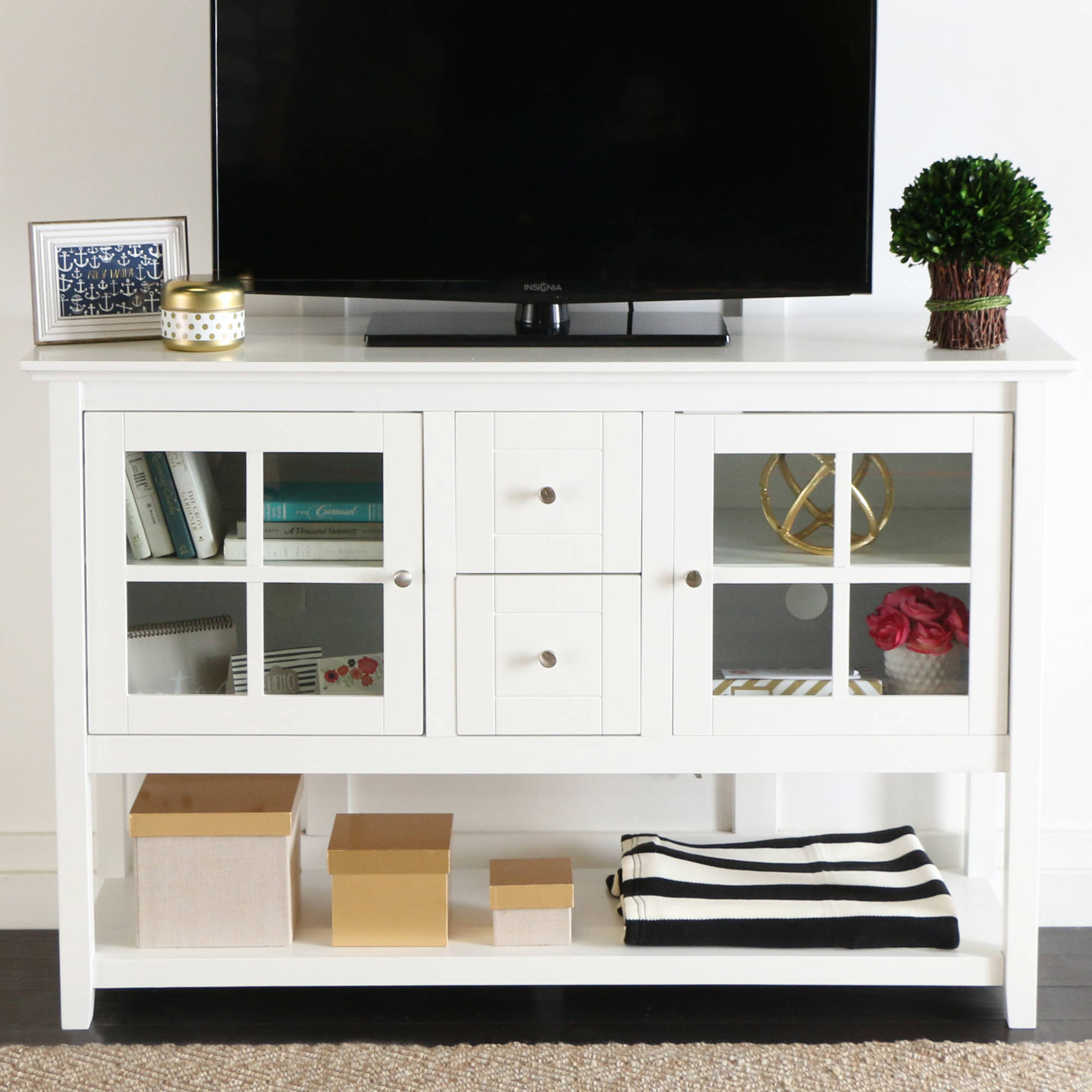 Wood Console Table TV Stand for TVs up to 55'', Multiple Finishes