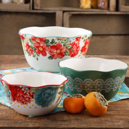 The Pioneer Woman Vintage Floral Nesting Bowl Set, 3 (Best Way To Scrape A Bowl)