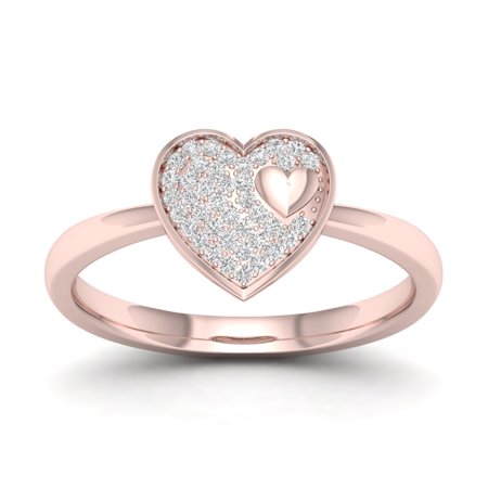 - 1/10Ct TDW Diamond 10k Rose Gold Heart Cluster Ring