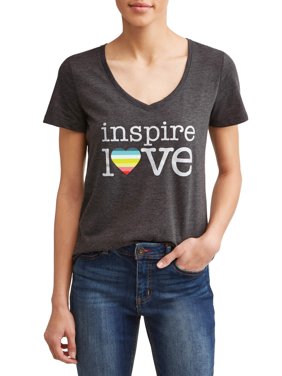 Inspire Love Short Sleeve V-Neck Graphic Tee Women's