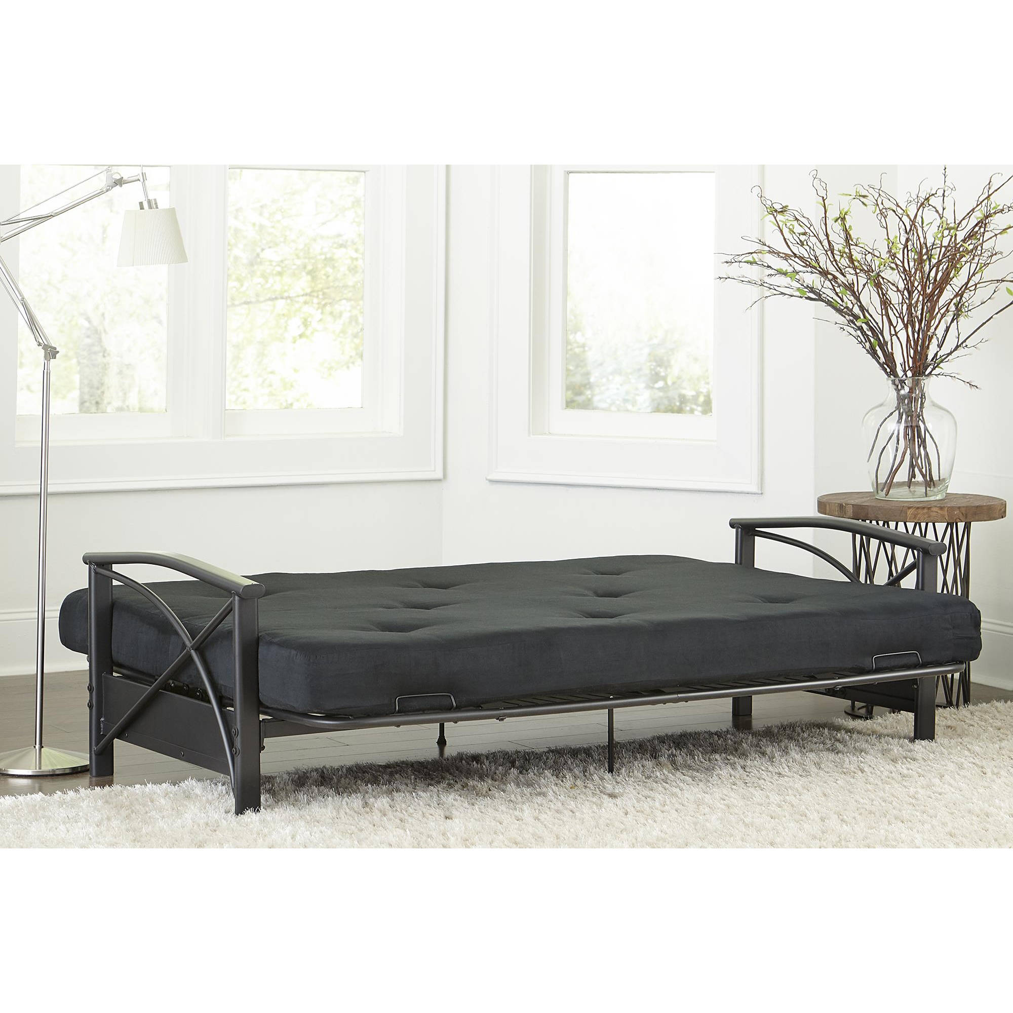 Mainstays Monaco Black Metal Futon with 6