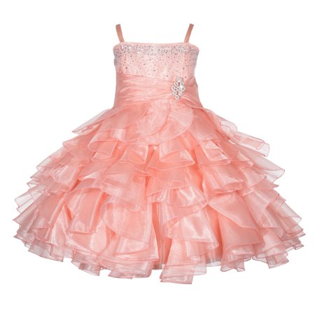 Ekidsbridal Rhinestone Organza Layers Flower Girl Dress Elegant Stunning Weddings Easter Special Occasions Pageant Toddler Birthday Party Holiday Bridal Baptism Junior Bridesmaid Communion (Sunday Best Pageant Attire)