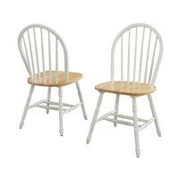 Better Homes and Gardens Autumn Lane Windsor Solid Wood Dining Chairs, Set of 2, White and Oak