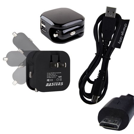 Contour Pocket - fast 2.1 Amp 11W dual wall outlet & car charger double USB power ports with 22 awg charge only cable pocket sized for travel designed for Samsung Contour