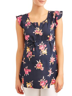 Maternity Floral Tie Waist Top - Available in Plus Sizes