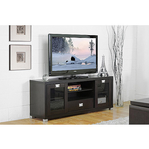 Baxton Studio Matlock Modern Espresso TV Stand with Glass Doors