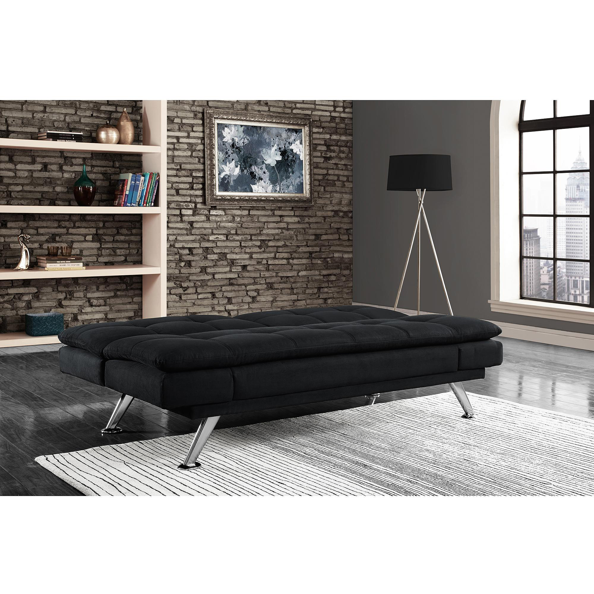 Premium Bailey Pillow-Top Futon, Black