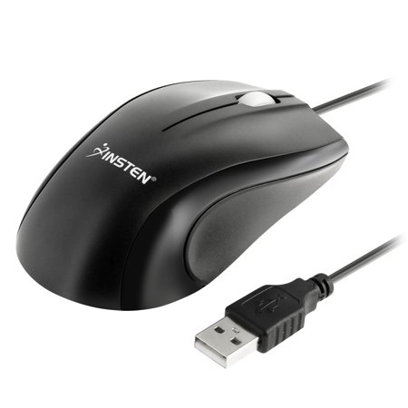 Wired Optical Scroll Mouse Insten Corded USB Wired Mouse 2.0 Ergonomic Optical Scroll Wheel Mouse for Computer Laptop Desktop PC, Black ()
