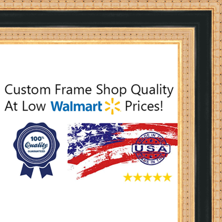 Exquisite Gold Wood Frame - 23x23 - 23 x 23 Traditional Gold with Black Solid Wood Frame with UV Framer's Acrylic & Foam Board Backing - Great